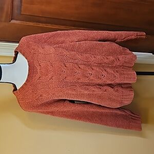 AMERICAN EAGLE OUTFITTERS SWEATER CABLE KNIT ORANGE RUST MEDIUM M 100% POLYESTER